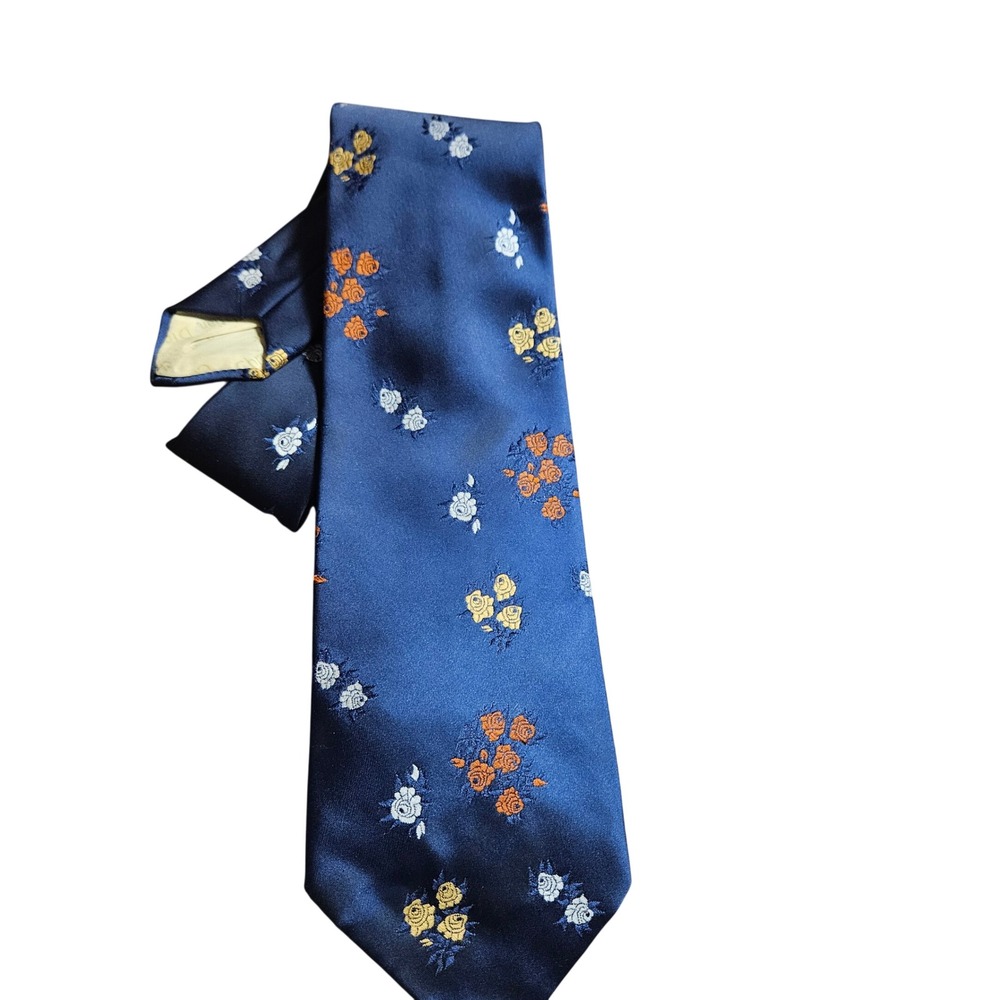 Vintage Christian Dior Monsieur Floral Rose Embroidered Tie Necktie Luxury